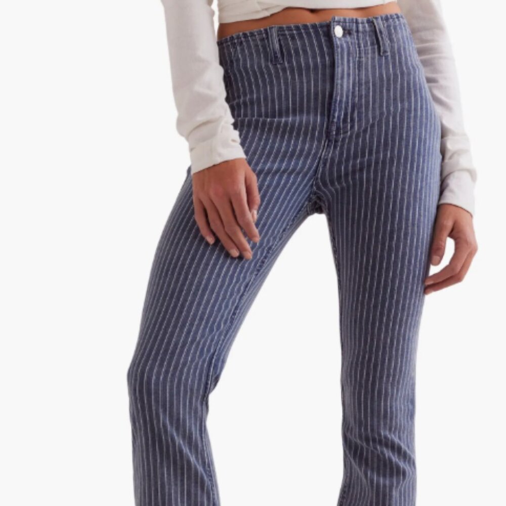 Level Up Stripe Side Slit Bootcut Jeans